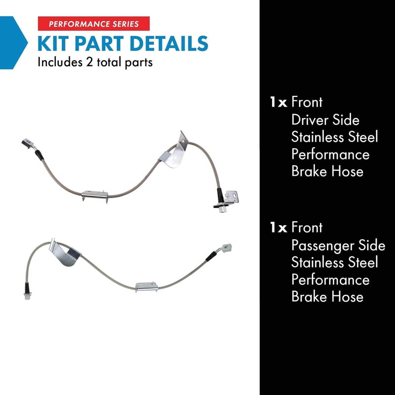 TRQ Front Performance Brake Hose Set Compatible with 2003-2017 Chevrolet Express 2500 Express 3500 2010-2016 Express 4500 GMC Savana 2500 Savana 3500 2011-2016 Savana 4500 - Image 2